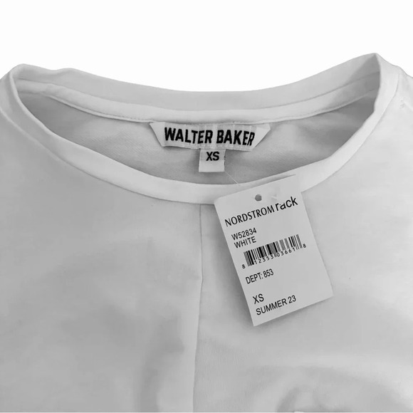 Walter Baker White Camilla Crop Top Twisted Short Rolled Sleeves crew neck XS - Picture 12 of 13